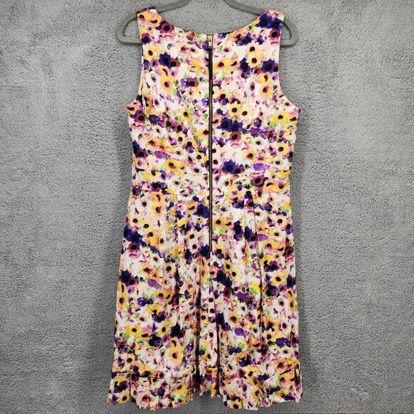 Lord & Taylor Women's 14 Floral Print Sleeveless Knee Length Fit & Flare Dress - Picture 5 of 11